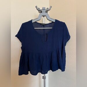 Ambiance Blue Rayon Short Sleeve Top Size Small